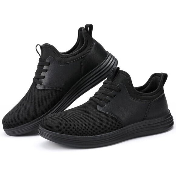 ⚡VILOCY Men's All Black Fashion Dress Oxfords Business Mesh Breathable Sneakers - Picture 6 of 7